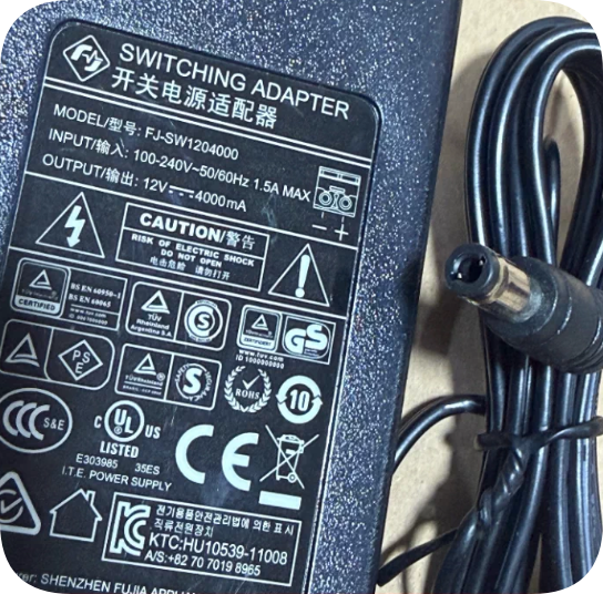 *Brand NEW* Fujia FJ-SW1204000 48W Desktop Power Adapter | 12V 4A, 5.5*2.1mm Center Positive Barrel